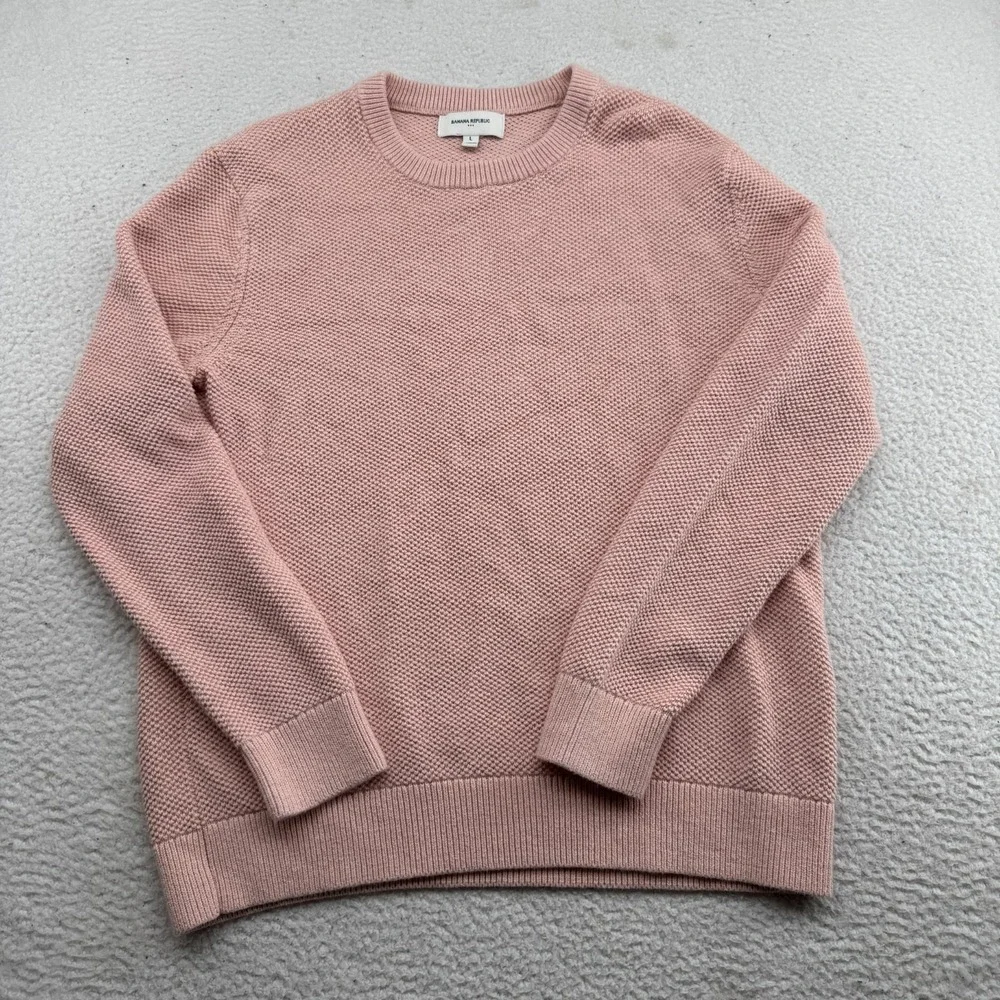 Banana Republic Knit Sweat Mens Large (Fits M) Pink Heavyweight Long Sleeve Warm